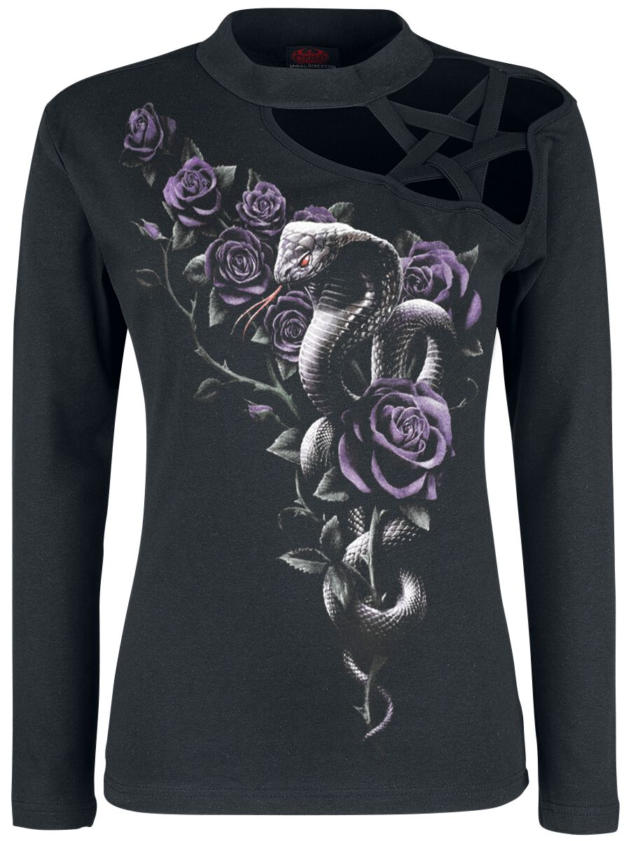 Spiral - Gothic Langarmshirt - Cobra Rose - S bis XXL - für Damen - Größe S - schwarz von Spiral