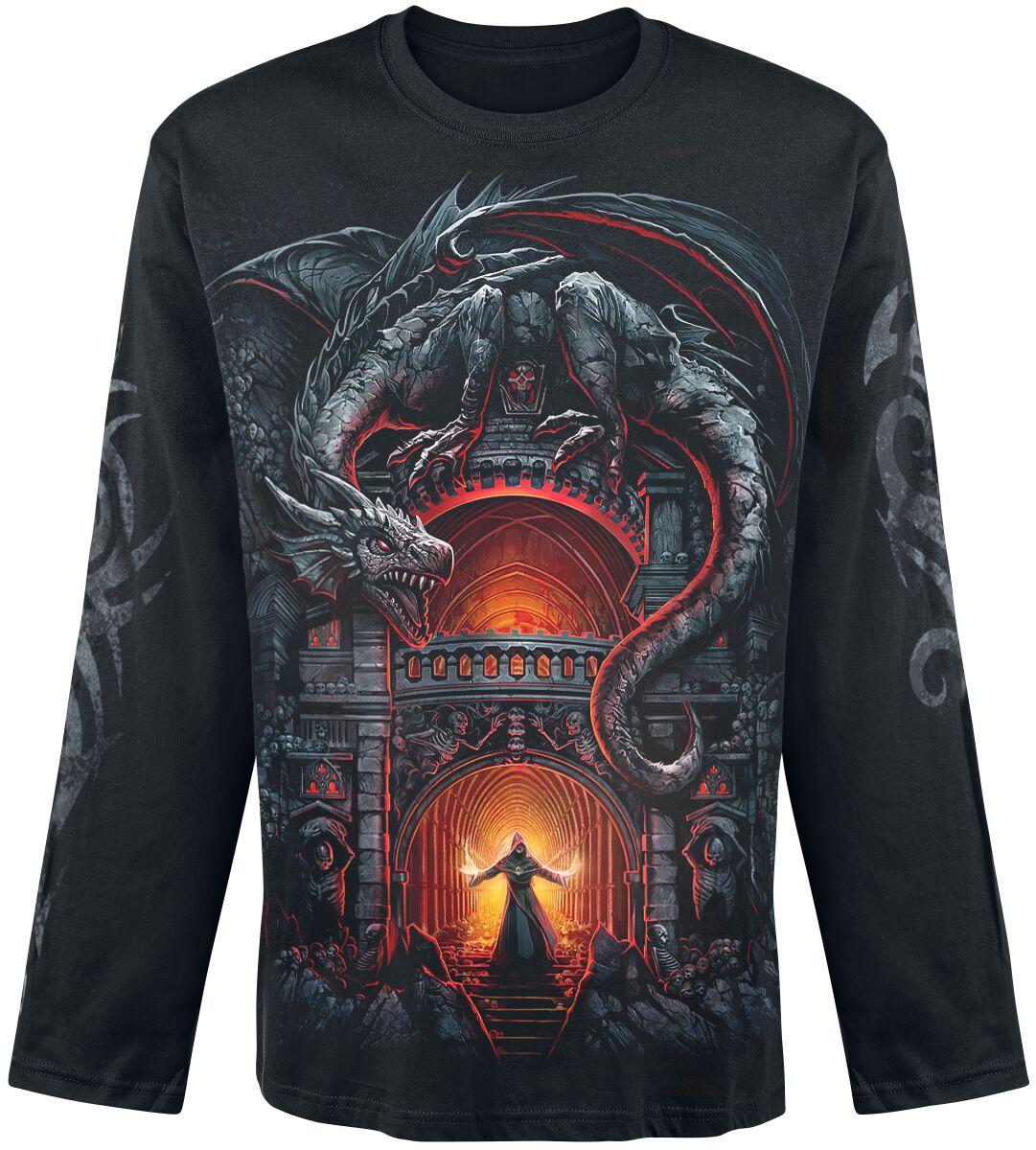 Spiral - Gothic Langarmshirt - Dragon's Lair - M bis XXL - für Männer - Größe XL - schwarz Spiral - Gothic Langarmshirt - Dragon's Lair - M bis XXL - für Männer - Größe XL - schwarz von Spiral