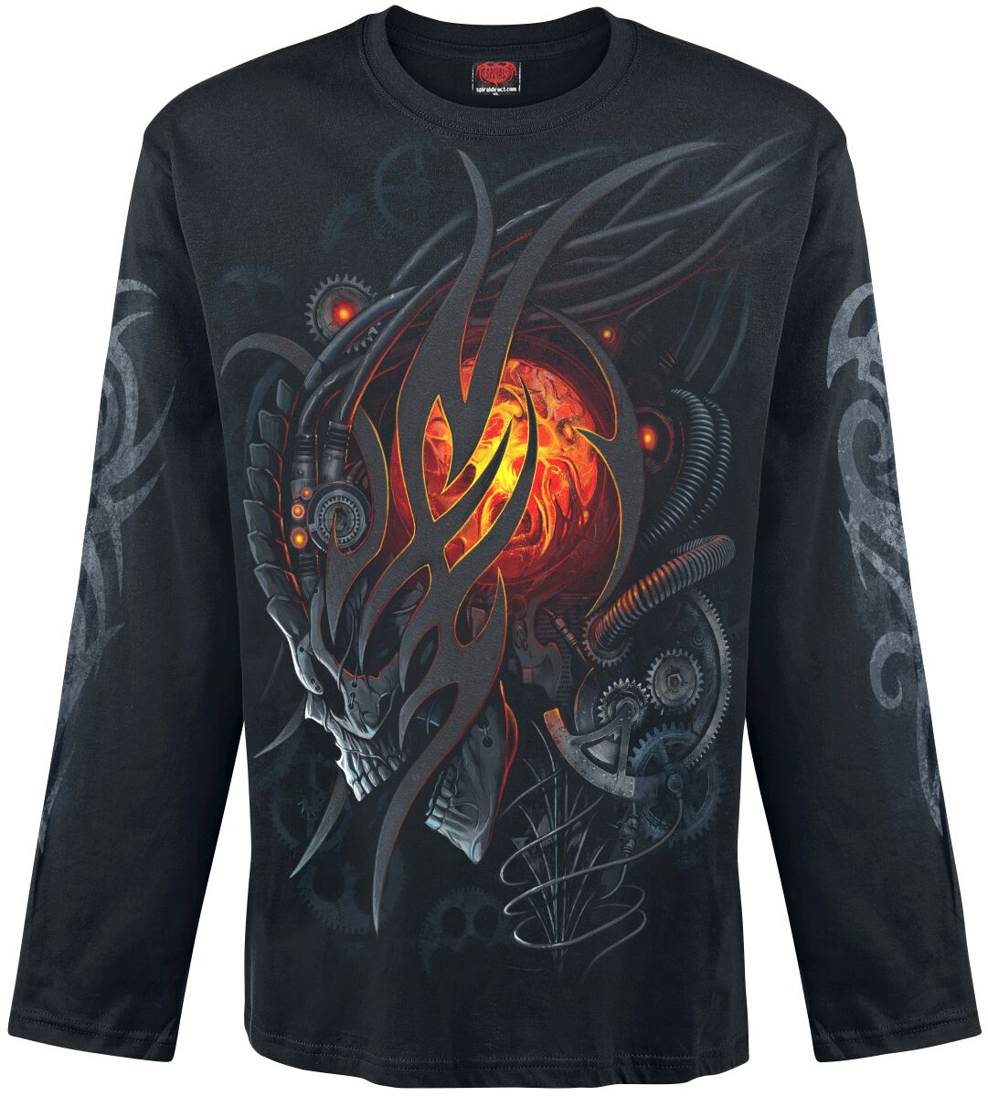 Spiral - Gothic Langarmshirt - Steampunk Skull - M bis XXL - für Männer - Größe XL - schwarz von Spiral