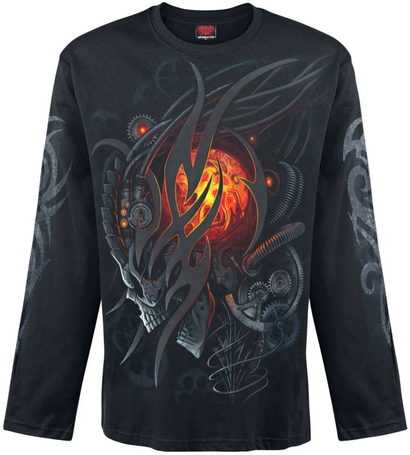 Spiral - Gothic Langarmshirt - Steampunk Skull - M bis XXL - für Männer - Größe XL - schwarz von Spiral