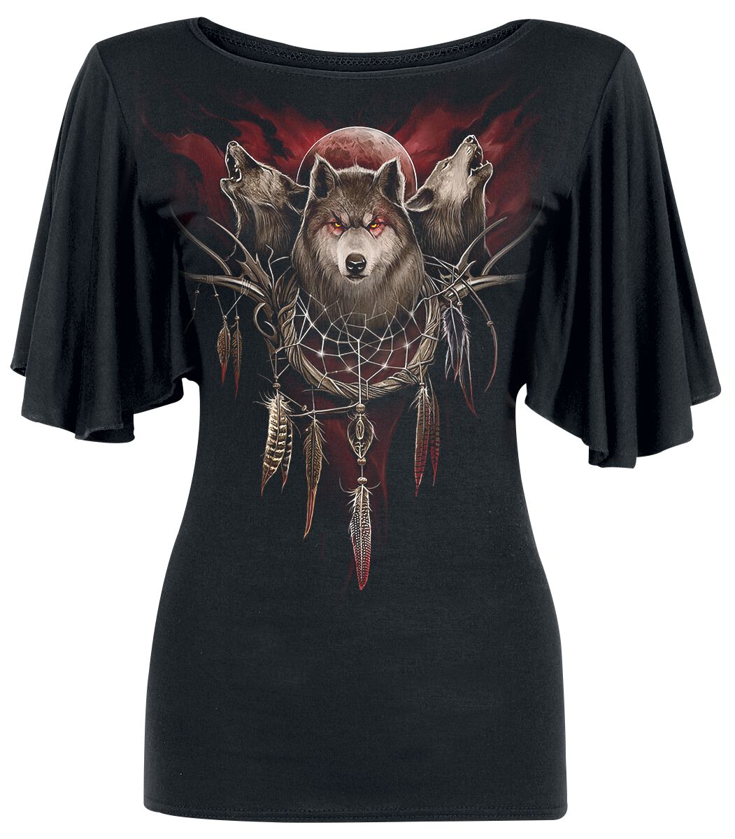 Spiral - Gothic T-Shirt - Cry Of The Wolf - M bis 4XL - für Damen - Größe L - schwarz von Spiral