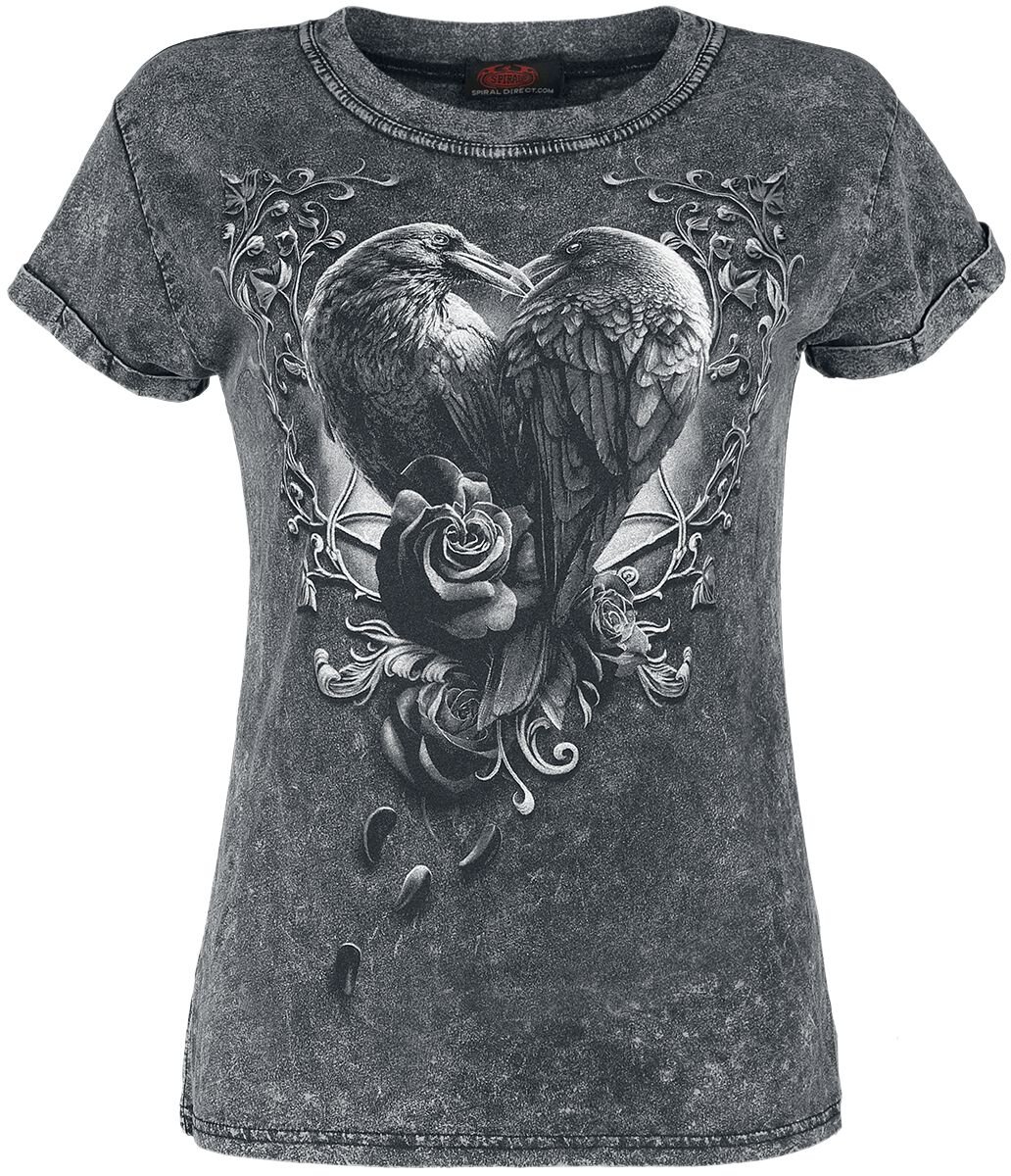 Spiral - Gothic T-Shirt - Raven Heart - S bis 4XL - für Damen - Größe S - grau von Spiral