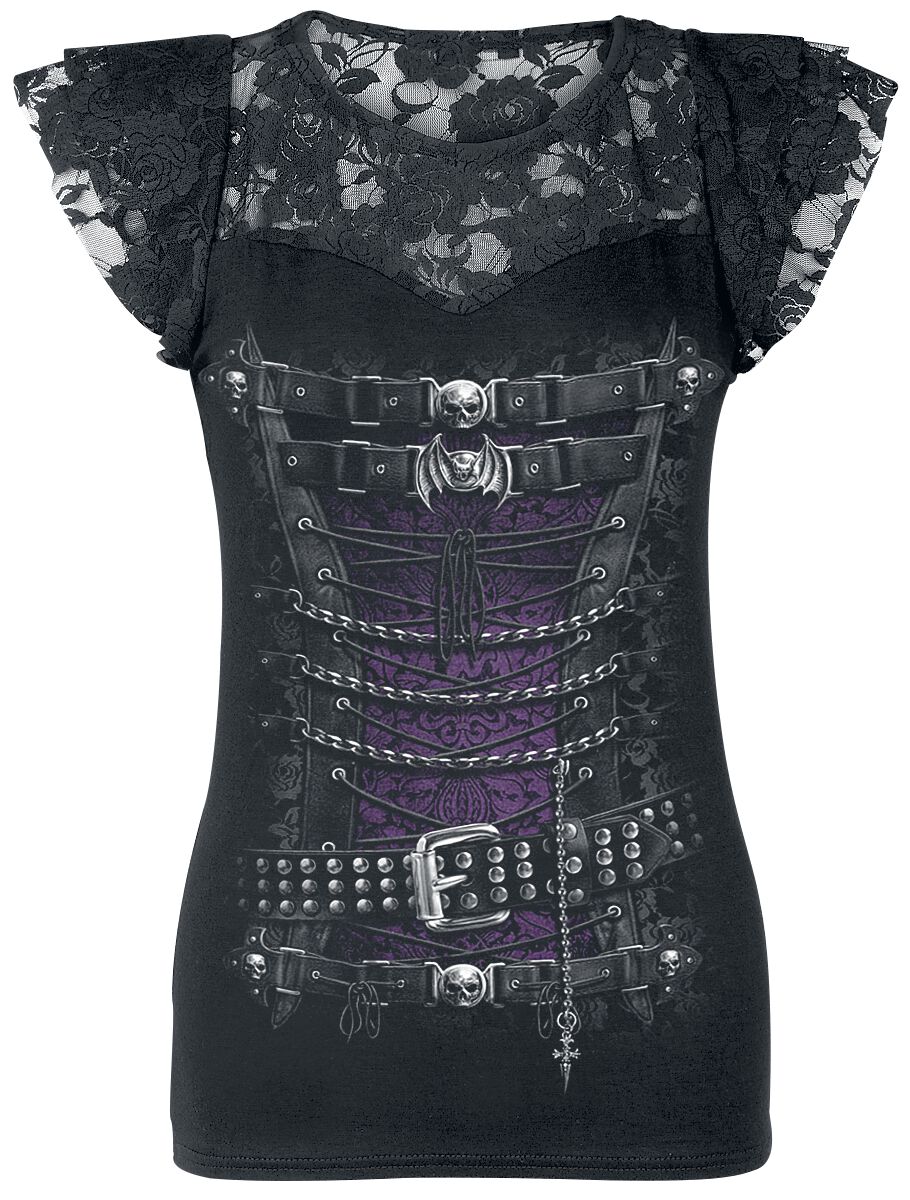 Spiral - Gothic T-Shirt - Waisted Corset - S bis XXL - für Damen - Größe XL - schwarz von Spiral