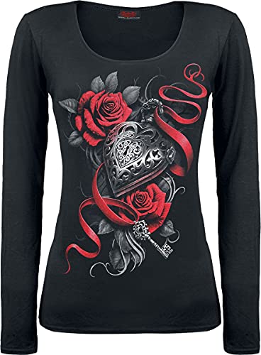 Spiral Heart Locket Frauen Langarmshirt schwarz S 95% Viskose, 5% Elasthan Gothic, Rockwear von Spiral