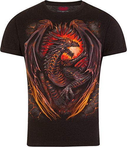 Spiral - Herren - Dragon Furnace - T-Shirt Modern Cut Turnup Sleeve Schwarz - Large von Spiral