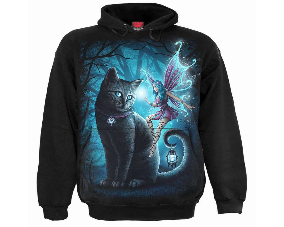 Spiral Kapuzenpullover Fantasy Hoodie für Kinder "Cat and Fairy" schwarz-türkis von Spiral