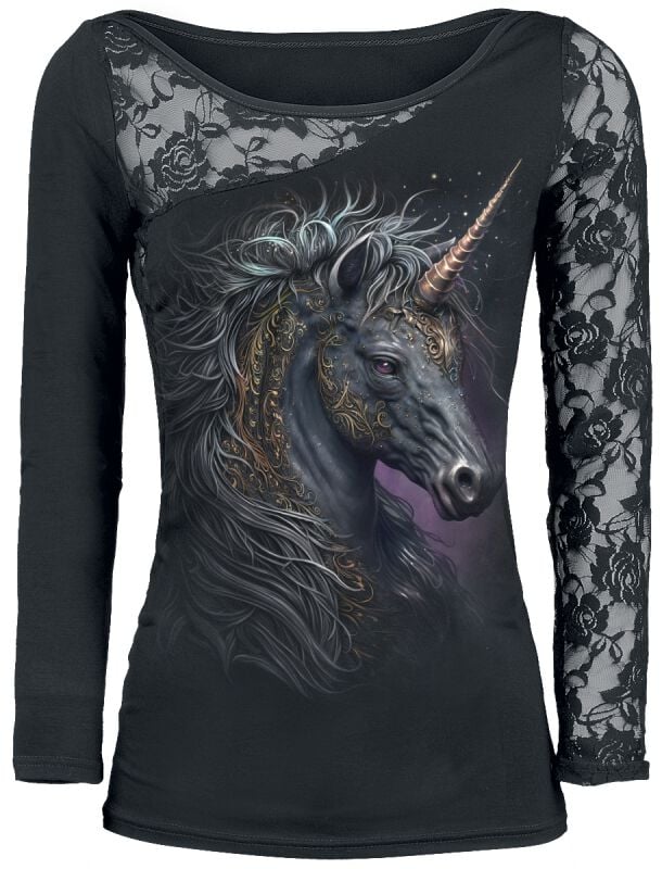Spiral Langarmshirt - Celtic Unicorn - S bis XXL - für Damen - Größe XXL - schwarz von Spiral