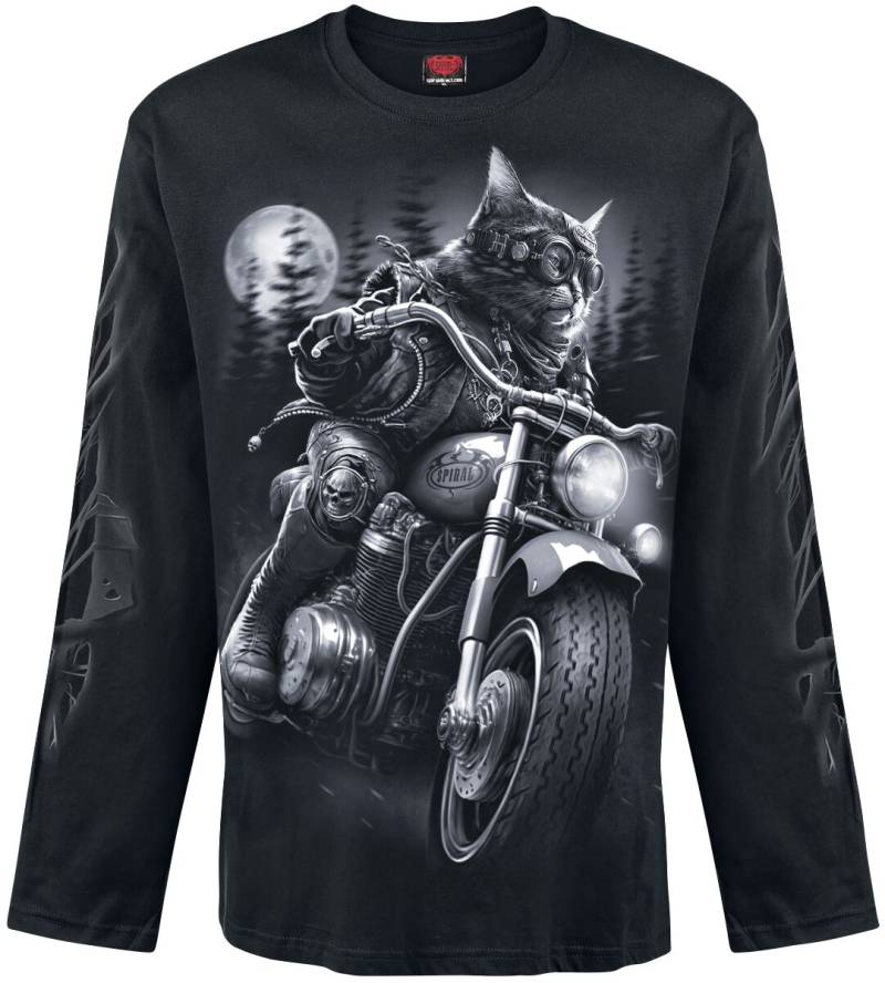 Spiral Langarmshirt - Nine Lives - M bis XXL - für Männer - Größe XXL - schwarz von Spiral