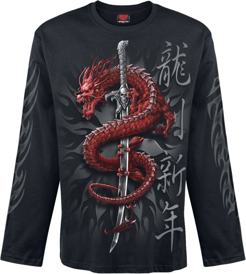 Spiral Langarmshirt - Oriental Dragon Longsleeve - M bis XXL - für Männer - Größe L - schwarz von Spiral