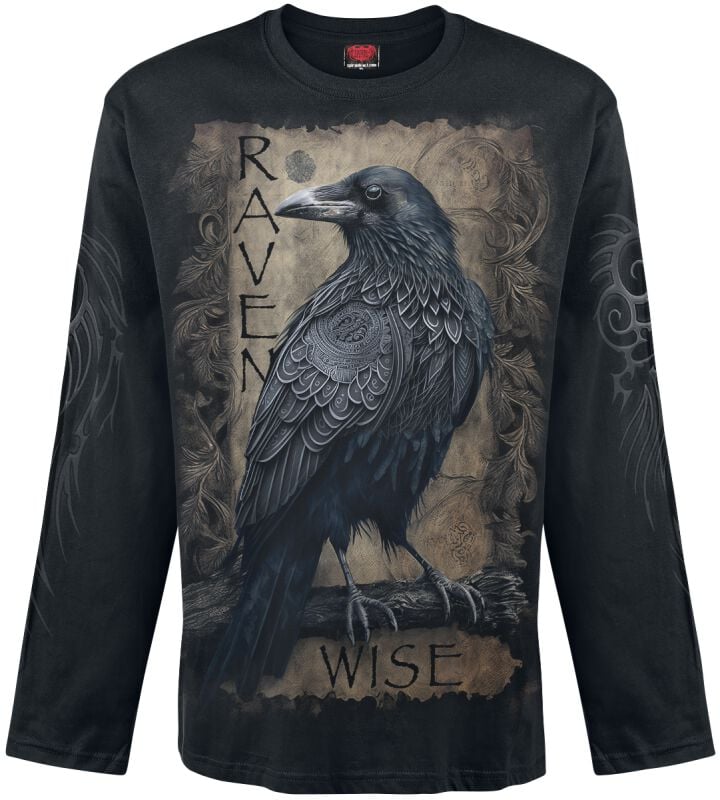 Spiral Langarmshirt - Raven Wise - M bis XXL - für Männer - Größe L - schwarz Spiral Langarmshirt - Raven Wise - M bis XXL - für Männer - Größe L - schwarz von Spiral