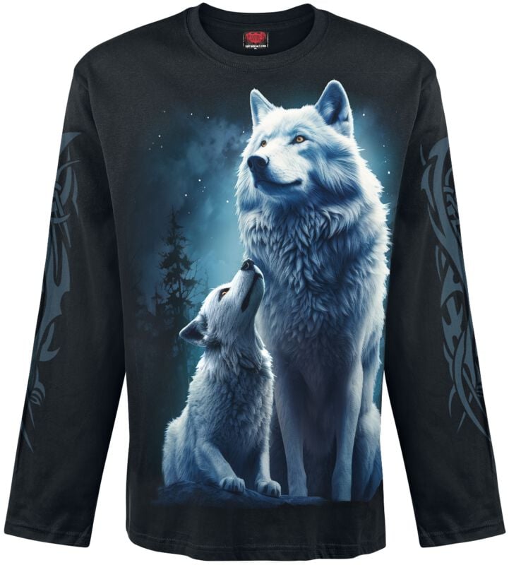 Spiral Langarmshirt - Wolf Guardian - Longsleeve - XL - für Männer - Größe XL - schwarz von Spiral