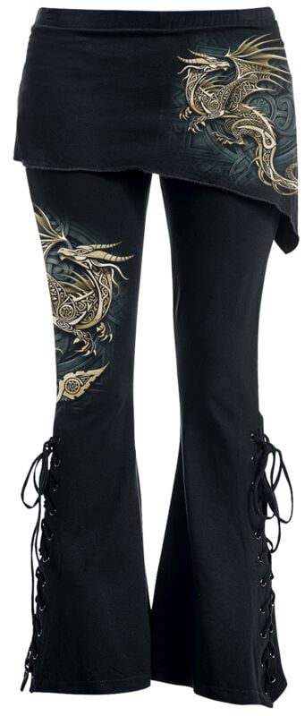 Spiral Leggings - Celtic Dragon - F 2in1 Boot-Cut Leggings-Skirt - S bis XXL - für Damen - Größe S - schwarz von Spiral
