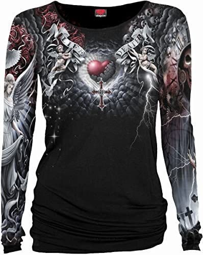 Spiral - Life and Death Cross - Allover Baggy Top Schwarz - M von Spiral