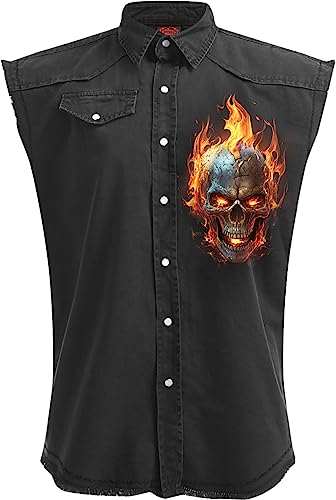 Spiral Night Rider Männer Weste schwarz XXL 100% Baumwolle Biker, Rockwear, Totenköpfe von Spiral