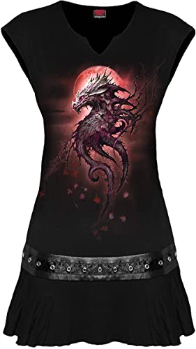 Spiral - Oak Dragon - Minikleid mit Nieten in der Taille, Schwarz, Schwarz, S von Spiral