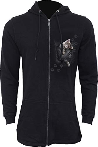 Spiral - Pocket Kitten - Damen Hoodie mit durchgehendem Reißverschluss & Schwalbenschwanz - Ärmel mit Reißverschluss - S von Spiral