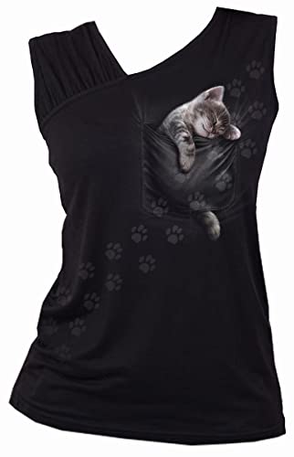 Spiral Pocket Kitten Frauen Top schwarz M 95% Viskose, 5% Elasthan Everyday Goth, Rockwear von Spiral