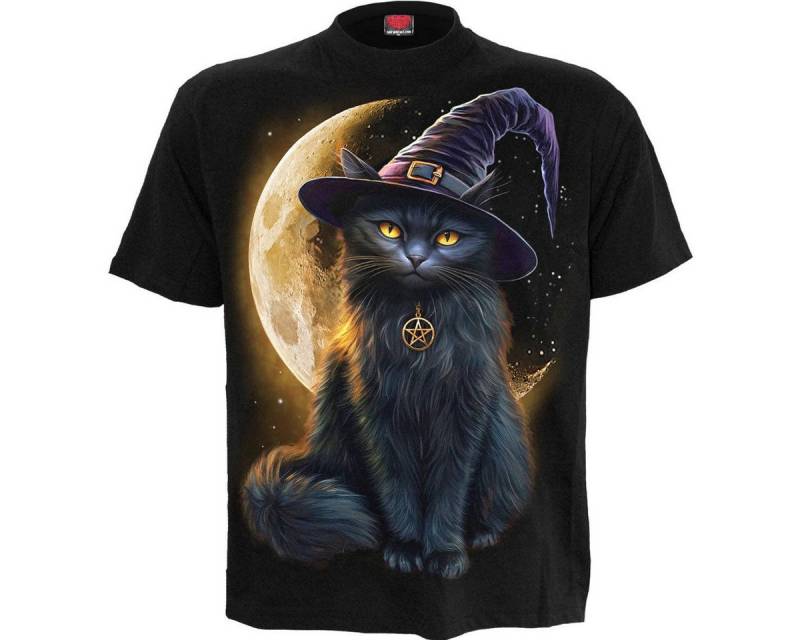 Spiral Print-Shirt Gothic Halloween Katze T-Shirt "Familiar Magic" Spiral Gothic Shirt Anime aus Baumwolle mit Print von Spiral