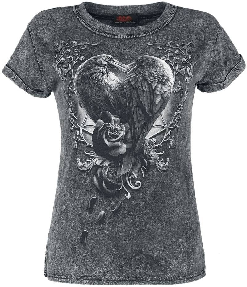 Spiral Raven Heart T-Shirt grau in S von Spiral