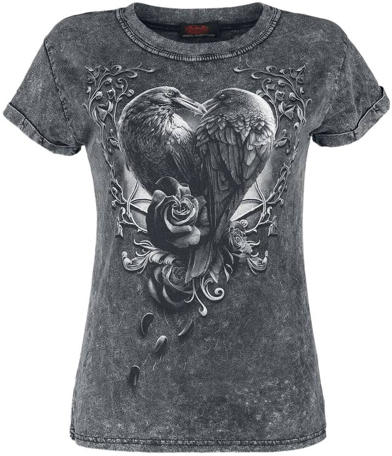 Spiral Raven Heart T-Shirt grau in XXL von Spiral