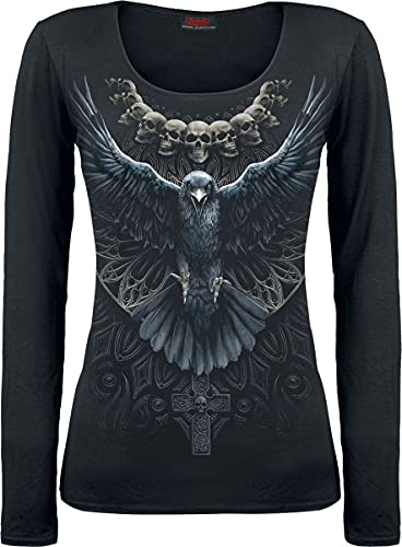 Spiral - Raven Skull - Frauen Langarmshirt - Schwarz - L von Spiral