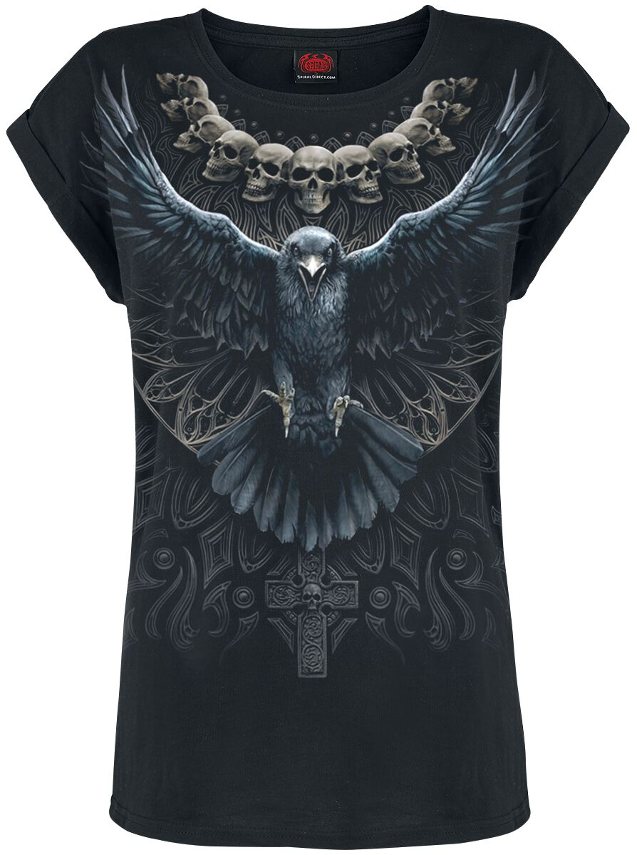 Spiral Raven Skull T-Shirt schwarz in L von Spiral