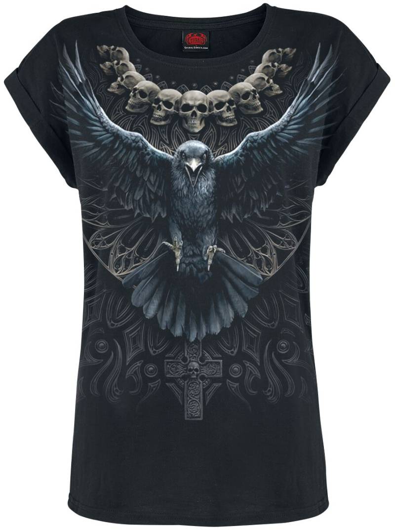Spiral Raven Skull T-Shirt schwarz in XXL von Spiral