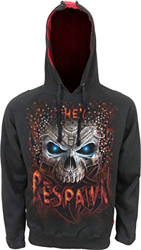 Spiral Respawn Männer Kapuzenpullover schwarz M 100% Baumwolle Gaming, Gothic, Horror, Rockwear von Spiral