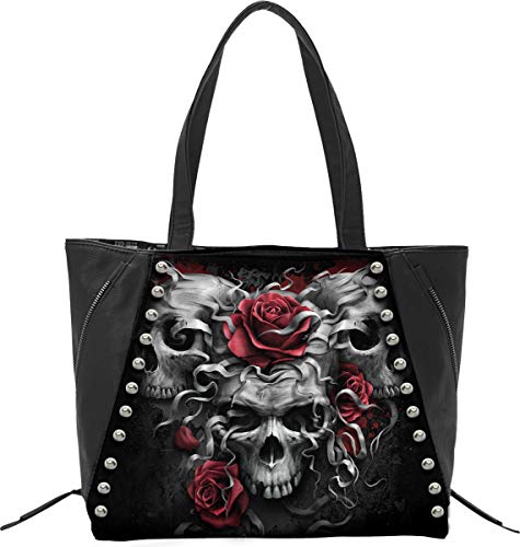 SKULLS N' ROSES - Tote Bag - Top quality PU Leather Studded von Spiral