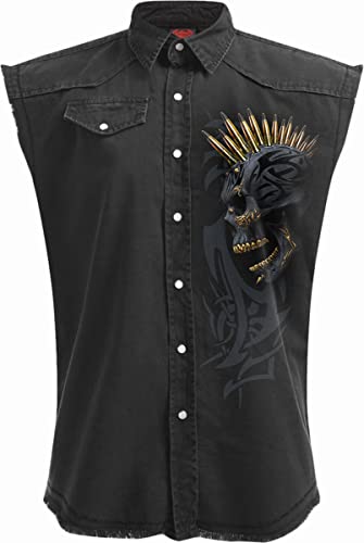 Spiral - Schwarz Gold - Sleeveless Stone Washed Worker Schwarz - M von Spiral