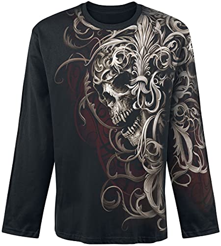 Spiral - Skull Shoulder WRAP - Langarmshirt mit Allover-Motiv - Schwarz - L von Spiral