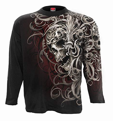 Spiral - Skull Shoulder WRAP - Langarmshirt mit Allover-Motiv - Schwarz - S von Spiral