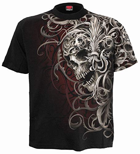 Spiral - Skull Shoulder WRAP - T-Shirt mit Allover-Motiv - Schwarz - L von Spiral