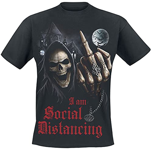 Spiral Social Distance Männer T-Shirt schwarz M 100% Baumwolle Everyday Goth, Gothic, Horror, Rockwear von Spiral