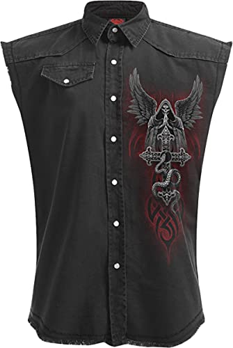 Spiral - The Dead - Ärmellose Weste im „Stone Washed“-Design - Schwarz - XXL von Spiral