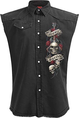 Spiral Unspoken Männer Weste schwarz M 100% Baumwolle Horror, Rockwear von Spiral