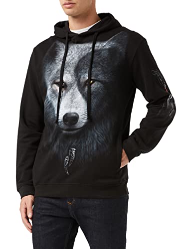 Spiral Wolf Chi Männer Kapuzenpullover schwarz L 100% Baumwolle Everyday Goth, Gothic von Spiral