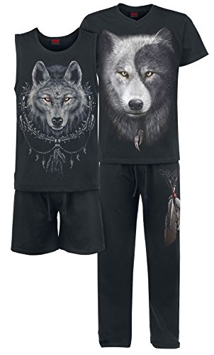 Spiral Wolf Chi Männer Schlafanzug schwarz XL 100% Baumwolle Everyday Goth von Spiral