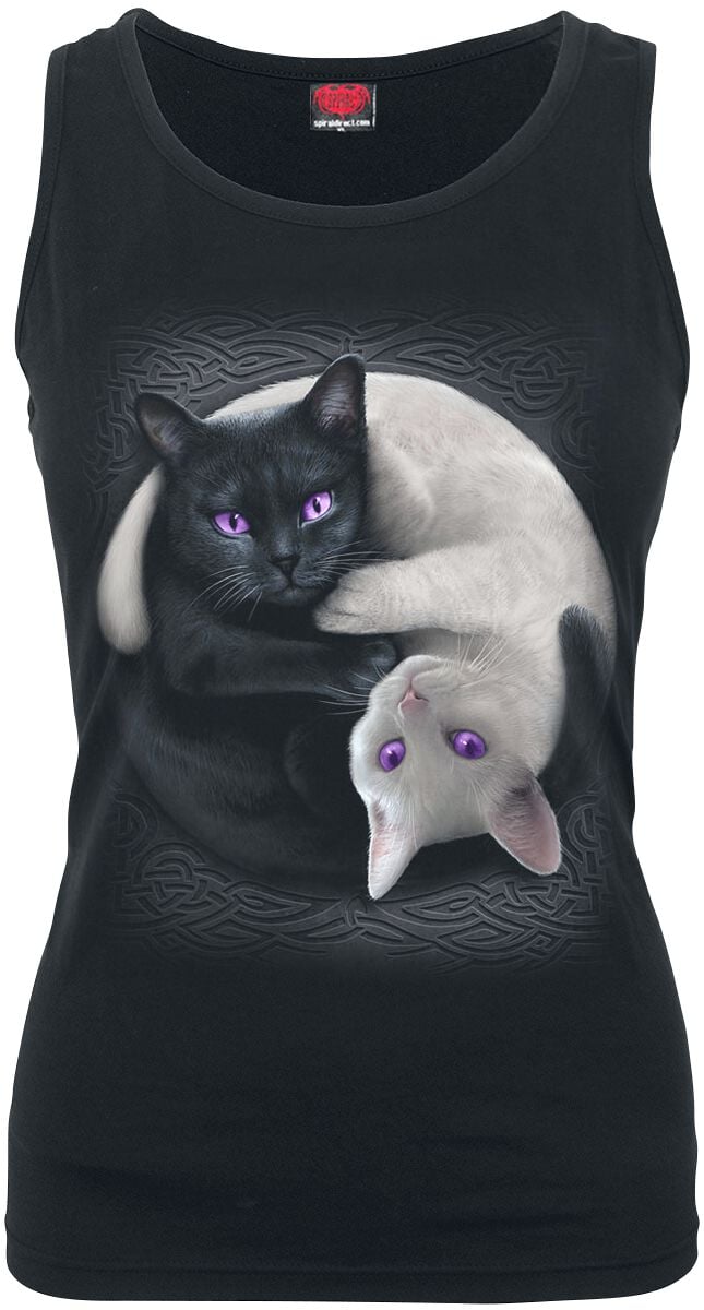 Spiral Yin Yang Cats Top schwarz in S von Spiral
