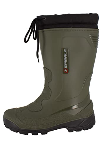 Spirale John Herren Gummistiefel Warm Gefüttert Winterstiefel Schneestiefel Warmfutter Arbeitstiefel Regenstiefel Wasserdicht, oliv, EU 46 von Spirale