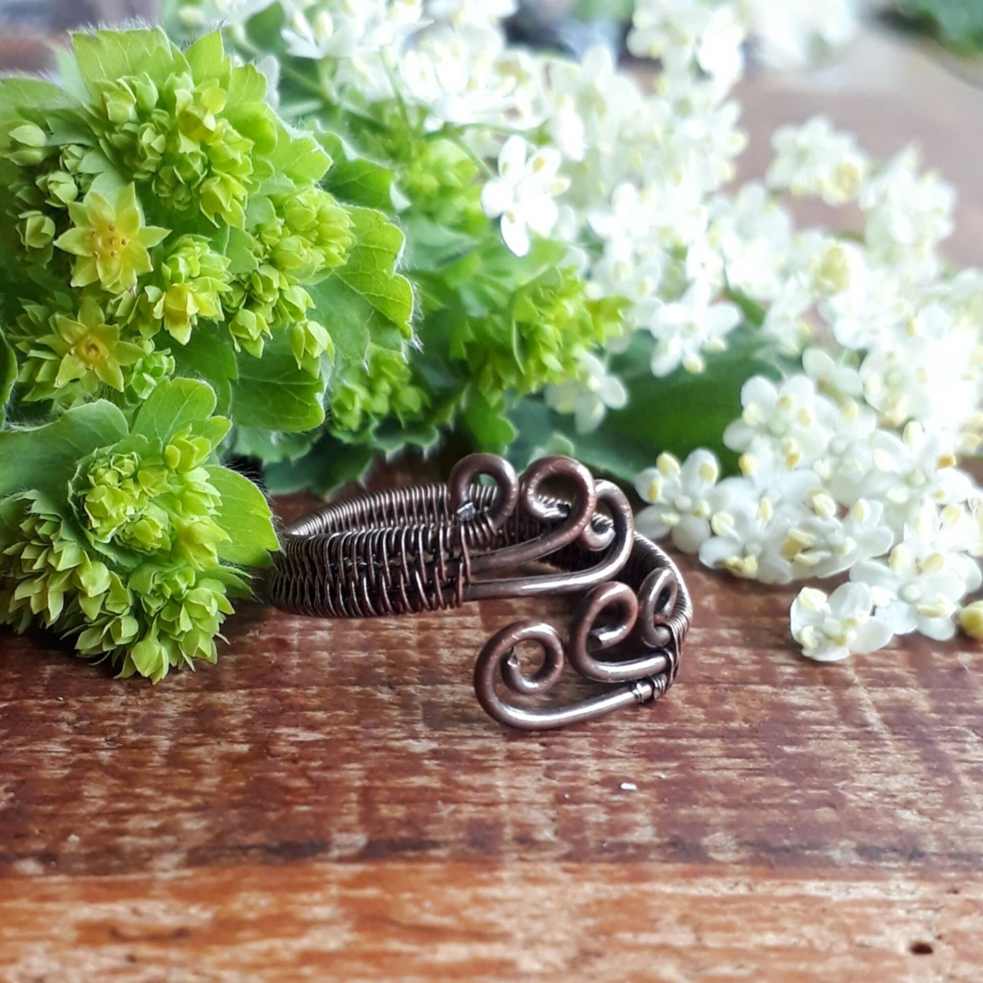 Einstellbare Boho Kupfer Ring, Wire Wrap Perfekt Für Festival Schmuck Oder Als Geburtstagsgeschenk Jugendliche von SpiralesDargent