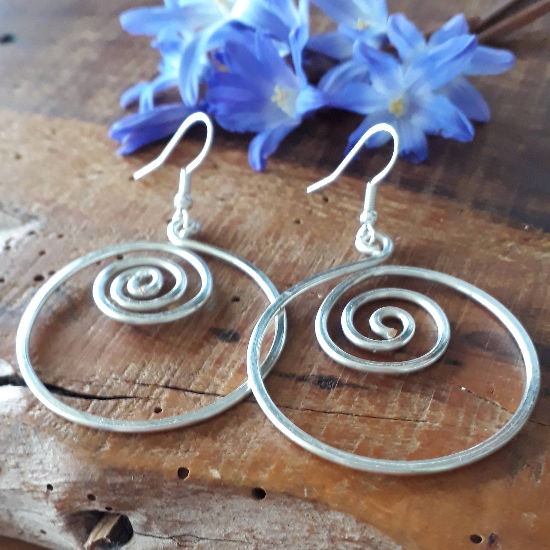 Große Silber Spiral Hoop Ohrringe, Spirale Sterling Festival Schmuck Für Frauen, Geschenke Mama von SpiralesDargent