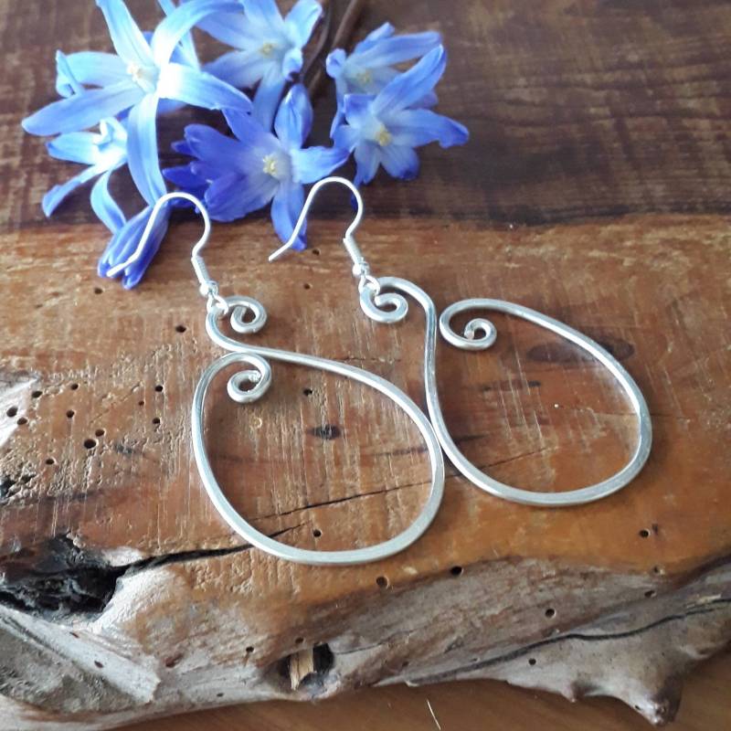 Große Silber Spiral Ohrringe, Hoop Einzigartige Handgemachte Schmuck, Festival Geburtstag Geschenk, Geschenke Für Mama von SpiralesDargent