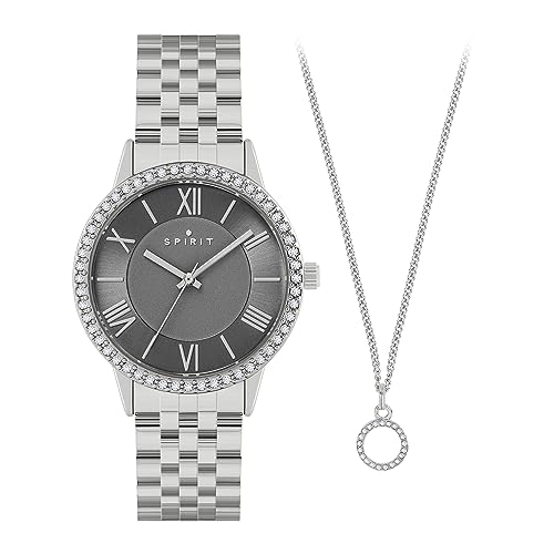 Spirit Damen Analog Quarz Uhr mit Edelstahl Armband SP4007-SET, silber, Kleid von Spirit