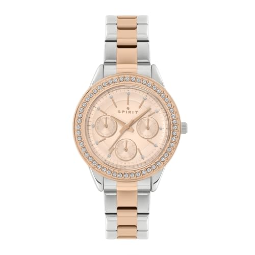 Spirit Damen Analog Quarz Uhr mit Edelstahl Armband SP4019, Hellsilber mit Roségold, Klassisch von Spirit