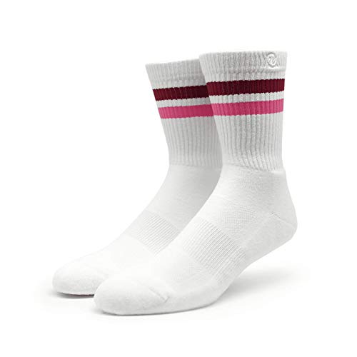 Spirit of 76 Herren & Damen Retro Socken Sportsocken Tennissocken Baumwolle 39 40 41 42 Weiß - Lila - Pink (M) von Spirit of 76