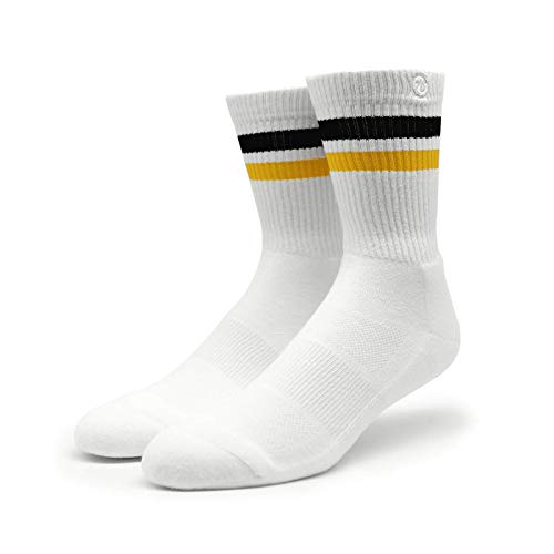 Spirit of 76 Herren & Damen Retro Socken Sportsocken Tennissocken Baumwolle 35 36 37 38 Weiß - Schwarz - Gelb (S) von Spirit of 76