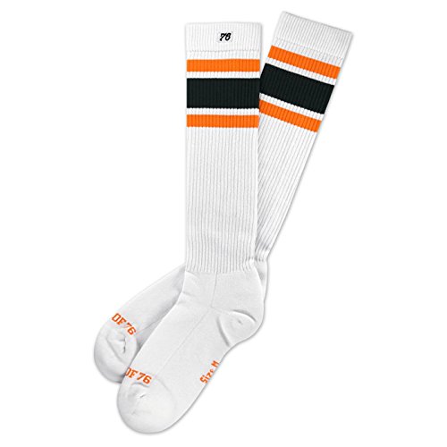 Spirit of 76 Herren & Damen Sport Retro Skater Socken Hoch Baumwolle Tubesocks 39 40 41 42 Weiß - Orange - Grün Hi (M) von Spirit of 76