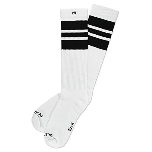 Spirit of 76 Herren & Damen Sport Retro Skater Socken Hoch Baumwolle Tubesocks Lang 43 44 45 46 Weiß - Schwarz Hi (L) von Spirit of 76