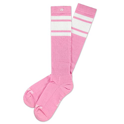 Spirit of 76 Herren & Damen Sport Retro Skater Socken Hoch Baumwolle Tubesocks Lang 43 44 45 46 Pink - Weiß Hi (L) von Spirit of 76